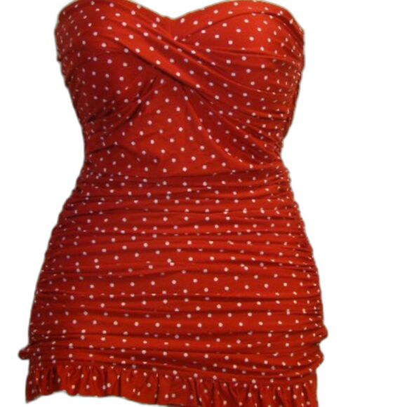 Red Polka Dot Women's Swim Dress - Picture 1 of 12